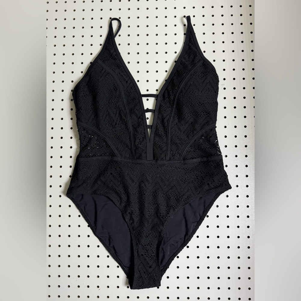 NWT Tinibikini Laced One-Piece Swimsuit Black XL